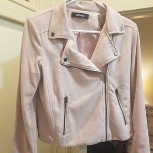 Pink Faux Suede Moto Jacket